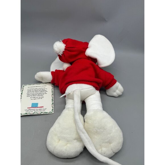The Carolers 1991 Plush Mouse With Red Sweater & Hood Christmas Decor White READ - Picture 13 of 16